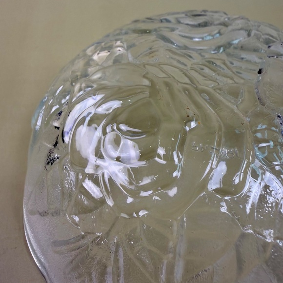 Pasari Crystal “Livia” Rose Glass Bowl | 5" Wide | Embossed Floral Pattern - Picture 7 of 9